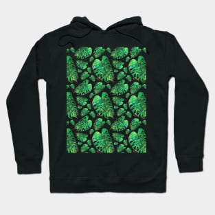 Another Monstera Deliciosa Variegata watercolor leaf pattern Hoodie